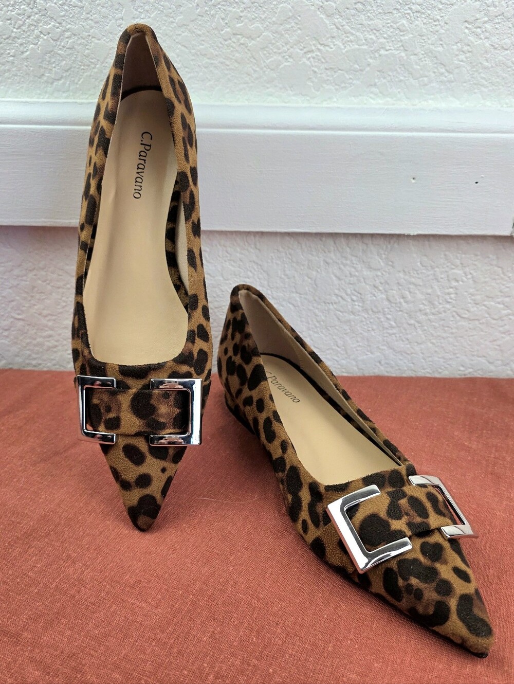 C. Paravano Leopard Print Pointed Toe Flats For Kitty Rescue!